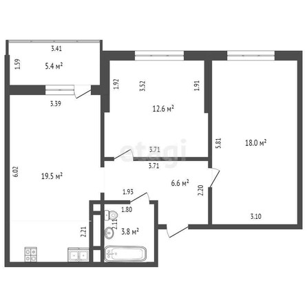 
   Продам 2-комнатную, 63.2 м², Конгрессная ул, 41/1

. Фото 1.