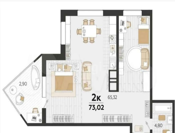 
   Продам 2-комнатную, 71.6 м², Старокубанская ул, 131/1

. Фото 1.