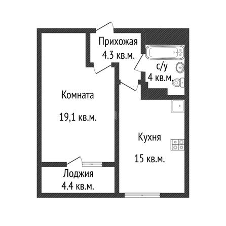 
   Продам 1-комнатную, 42.4 м², Питерская ул, 40/1

. Фото 1.