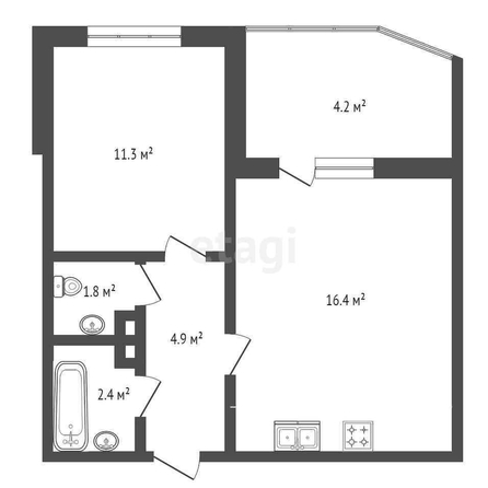 
   Продам 1-комнатную, 36.7 м², Любимово мкр, 16

. Фото 10.
