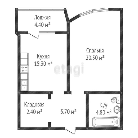 
   Продам 1-комнатную, 48.4 м², Черниговская ул, 1

. Фото 25.
