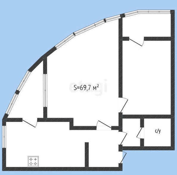 
   Продам 2-комнатную, 69.7 м², Старокубанская ул, 124

. Фото 1.