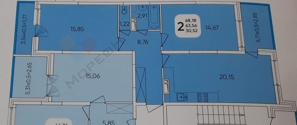 
   Продам 2-комнатную, 68.18 м², Любимово мкр, 16

. Фото 11.