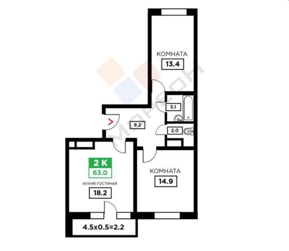 
   Продам 2-комнатную, 65.3 м², Домбайская ул, 55к6

. Фото 16.