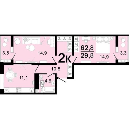 
   Продам 2-комнатную, 62.8 м², Ярославского ул, 111А

. Фото 1.