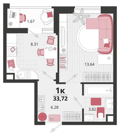 
   Продам 1-комнатную, 33.72 м², Родные просторы, литера 25

. Фото 4.