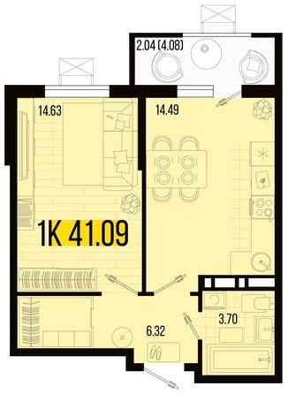 
   Продам 1-комнатную, 41.09 м², Цветной бульвар, литер 2

. Фото 4.