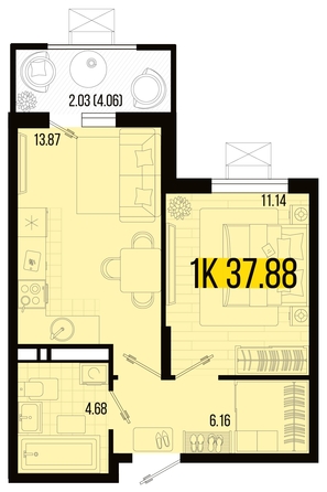 
   Продам 1-комнатную, 37.88 м², Цветной бульвар, литер 2

. Фото 4.