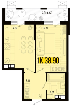 
   Продам 1-комнатную, 38.9 м², Цветной бульвар, литер 2

. Фото 8.