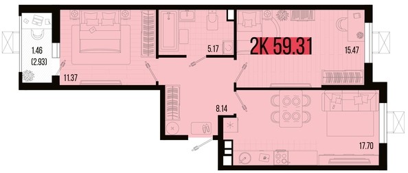 
   Продам 2-комнатную, 59.31 м², Цветной бульвар, литер 3

. Фото 4.