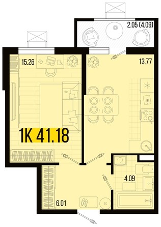 
   Продам 1-комнатную, 41.48 м², Цветной бульвар, литер 3

. Фото 4.
