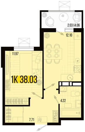 
   Продам 1-комнатную, 38.03 м², Цветной бульвар, литер 1

. Фото 2.