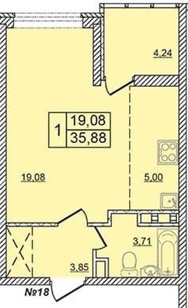 
   Продам 1-комнатную, 36 м², Адмирала Пустошкина ул, 12к1

. Фото 3.