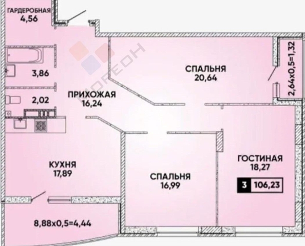 
   Продам 3-комнатную, 99.9 м², Героя Георгия Бочарникова ул, 12

. Фото 13.