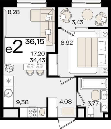 
   Продам 2-комнатную, 36.15 м², Патрики, литер 1.5

. Фото 12.