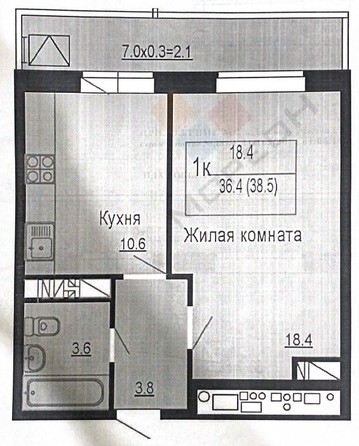 
   Продам 1-комнатную, 38 м², Бородинская ул, 150Бк1

. Фото 11.