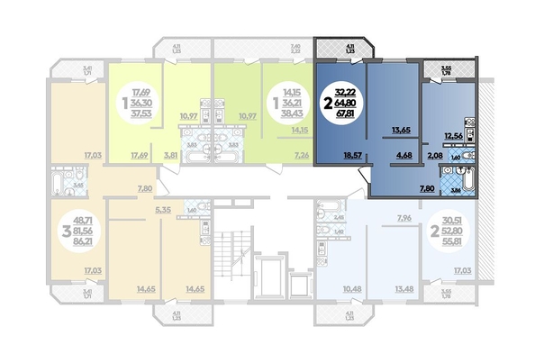 
  Продается 2-комн. квартира, 67.81 м², ЖК Восточный, литера 16
. Фото 1.