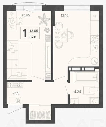 
   Продам 1-комнатную, 37.6 м², Краснодонская ул, 46

. Фото 5.