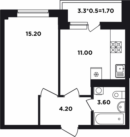 
   Продам 1-комнатную, 36.3 м², Мурата Ахеджака ул, 12 к2

. Фото 1.