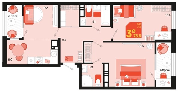 
   Продам 3-комнатную, 75.6 м², Первое место, квартал 1.10 литер 1

. Фото 1.