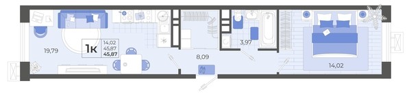 
   Продам 1-комнатную, 45.87 м², Высочество, литера 2

. Фото 7.