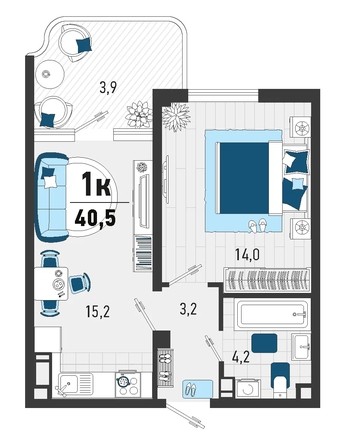 
   Продам 1-комнатную, 45.4 м², Конечная ул, 2

. Фото 2.