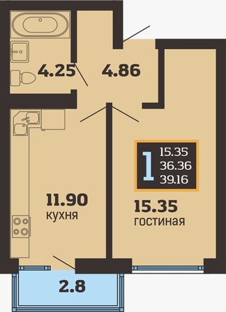 
   Продам 1-комнатную, 39 м², Ивана Голубца ул, 147

. Фото 1.