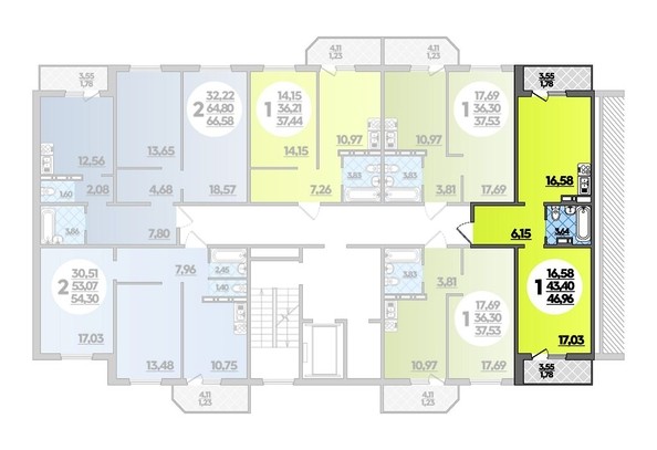 
   Продам 1-комнатную, 46.96 м², Южная долина, литера 1

. Фото 1.