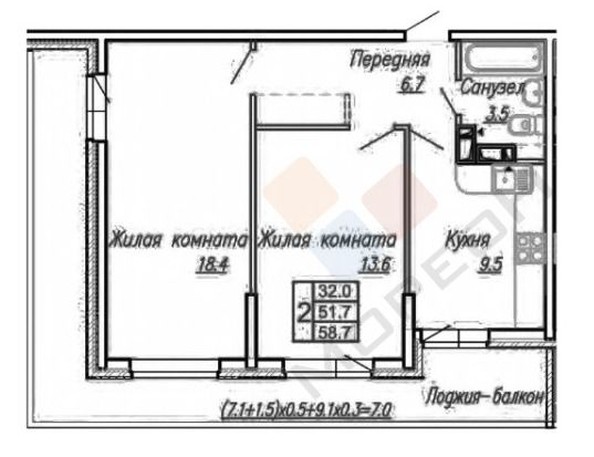 
   Продам 2-комнатную, 58.7 м², Тепличная ул, 62/1к5

. Фото 18.