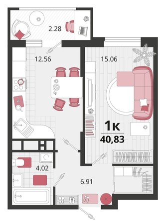 
   Продам 1-комнатную, 40.83 м², Родные просторы, литера 21

. Фото 4.