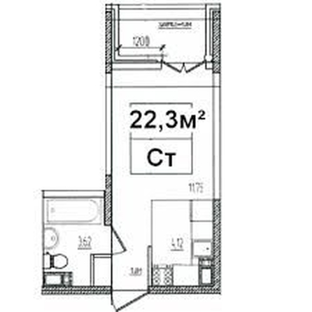 
   Продам студию, 23 м², Кирилла Россинского ул, 3/1к1

. Фото 6.