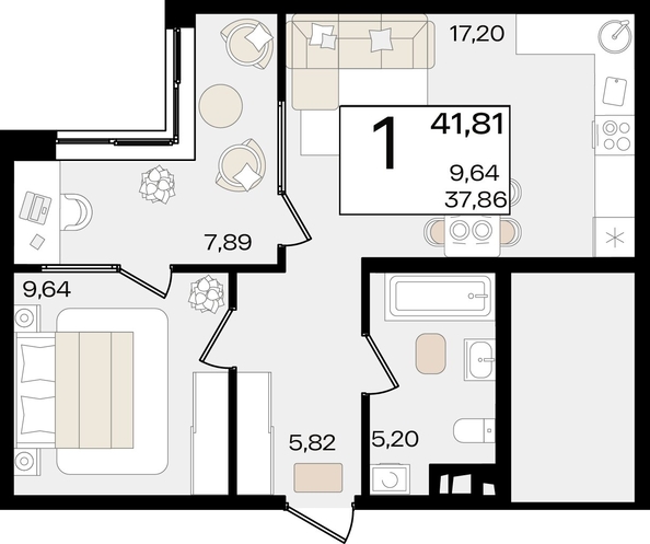 
   Продам 1-комнатную, 41.81 м², Патрики, литер 1.1

. Фото 7.