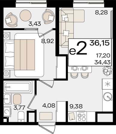 
   Продам 2-комнатную, 36.15 м², Патрики, литер 1.5

. Фото 8.