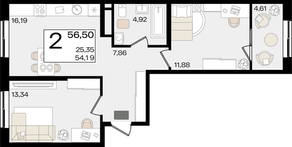 
   Продам 2-комнатную, 56.5 м², Патрики, литер 1.3

. Фото 8.