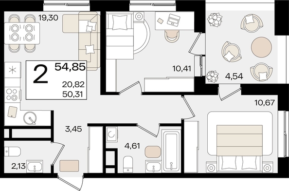 
   Продам 2-комнатную, 54.85 м², Патрики, литер 1.3

. Фото 7.