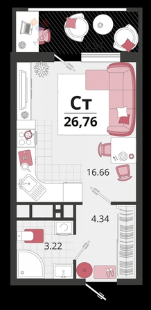 
   Продам студию, 24.16 м², Природная ул, 10Б к2

. Фото 6.