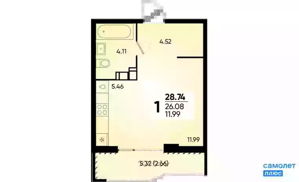 
   Продам студию, 28.74 м², Губернский, литера 35

. Фото 16.