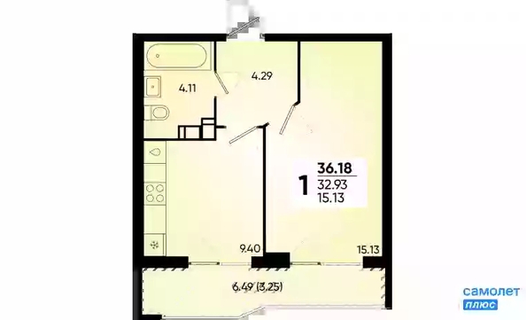 
   Продам 1-комнатную, 36.18 м², Губернский, литера 35

. Фото 16.