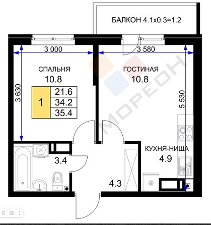 
   Продам 1-комнатную, 35.4 м², Героя Ростовского ул, 8к5

. Фото 13.