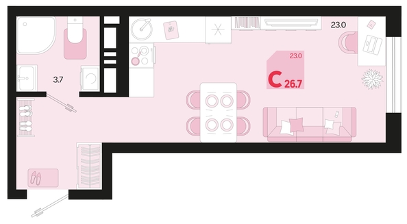 
   Продам 1-комнатную, 26.7 м², Первое место, квартал 1.4, литер 2

. Фото 1.