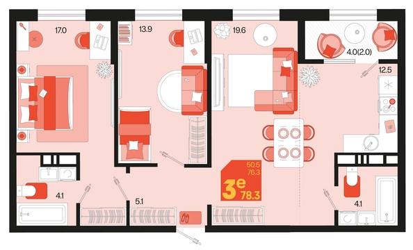 
   Продам 3-комнатную, 78.3 м², Первое место, квартал 1.5, литер 1

. Фото 1.