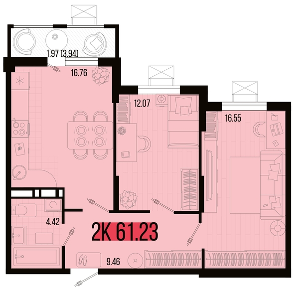 
   Продам 2-комнатную, 61.23 м², Цветной бульвар, литер 4

. Фото 4.