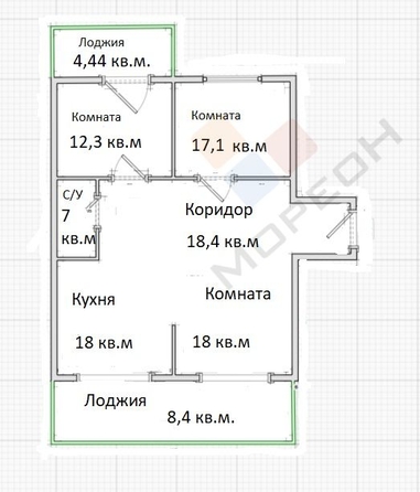 
   Продам 3-комнатную, 81.6 м², Адмирала Серебрякова ул, 3к3

. Фото 28.