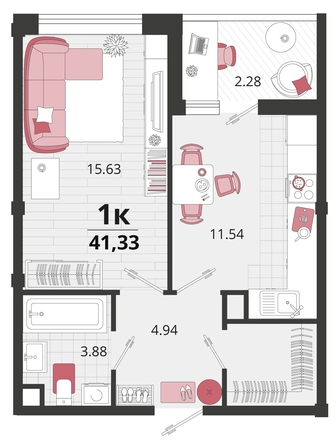 
   Продам 1-комнатную, 41.33 м², Родные просторы, литера 24

. Фото 4.