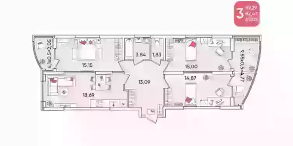 
   Продам 3-комнатную, 89.29 м², Любимово мкр, 2

. Фото 14.