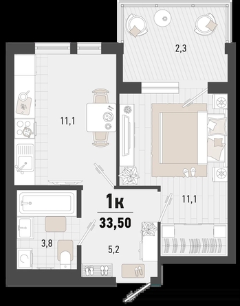 
   Продам 1-комнатную, 33.5 м², Барса, 3В литер

. Фото 6.