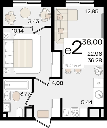 
   Продам 2-комнатную, 38 м², Патрики, литер 1.3

. Фото 8.