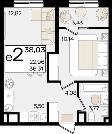 
   Продам 2-комнатную, 38.03 м², Патрики, литер 1.3

. Фото 7.