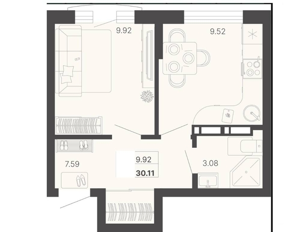 
   Продам 2-комнатную, 30.11 м², Краснодонская ул, 46

. Фото 2.