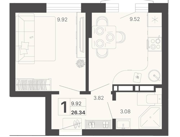 
   Продам 2-комнатную, 26.34 м², Краснодонская ул, 46

. Фото 13.